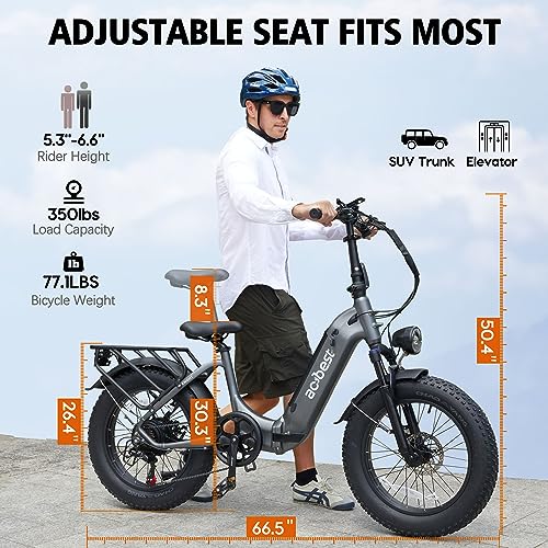 20" Fat Tire Step-Thru Electric Bike with 48V 15AH Removable Battery, 7-Speed Y45447