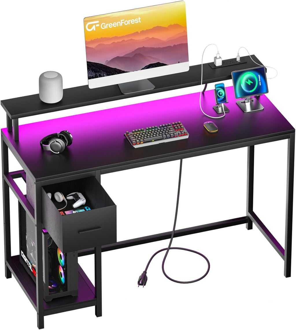 Black Folding Desk with Monitor Stand X735