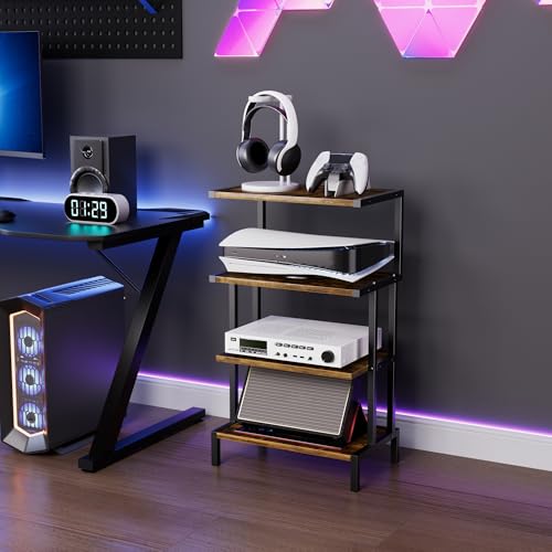 4-Tier Game Console Stand with Storage Shelves C35697
