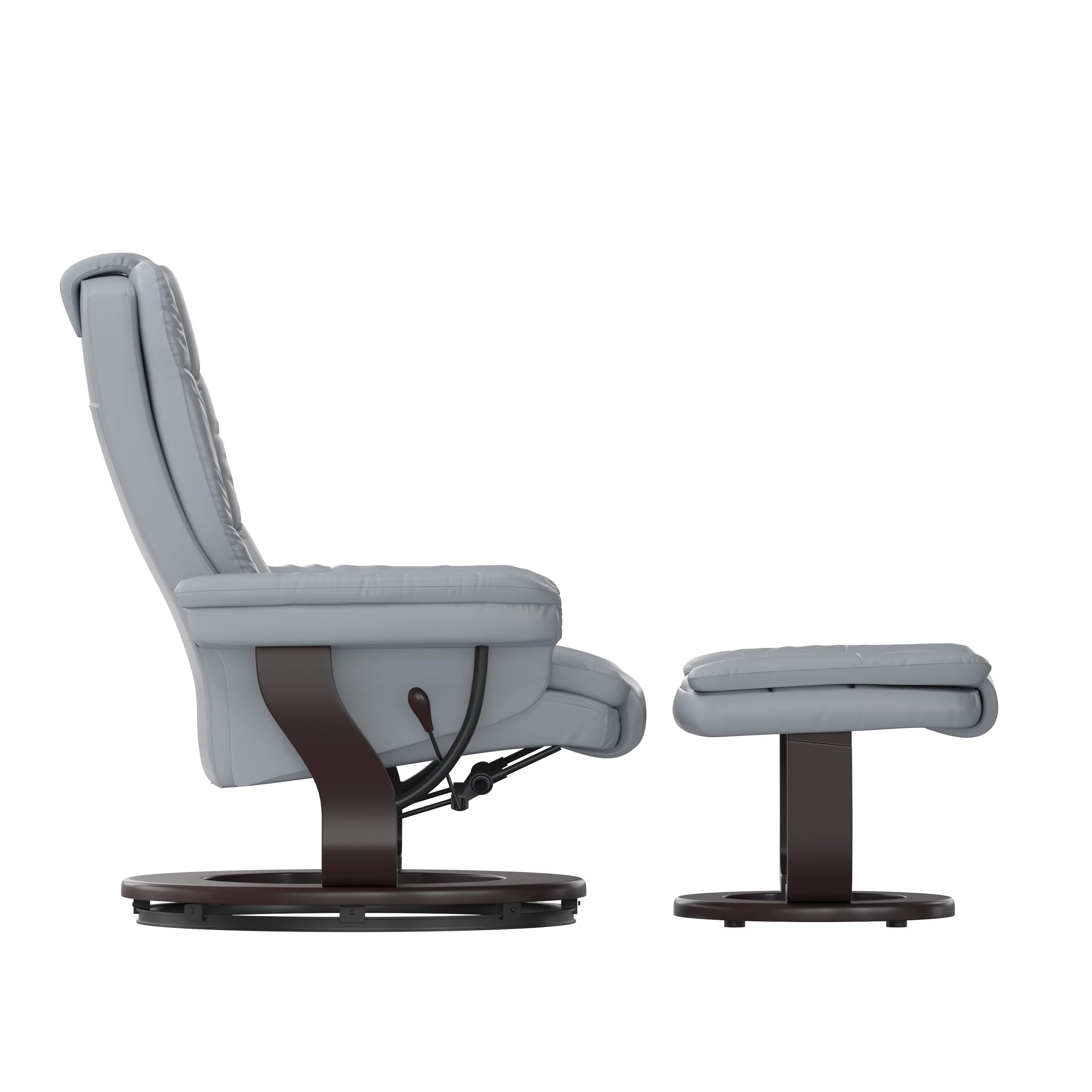 Gray Faux Leather Recliner with Ottoman K86590