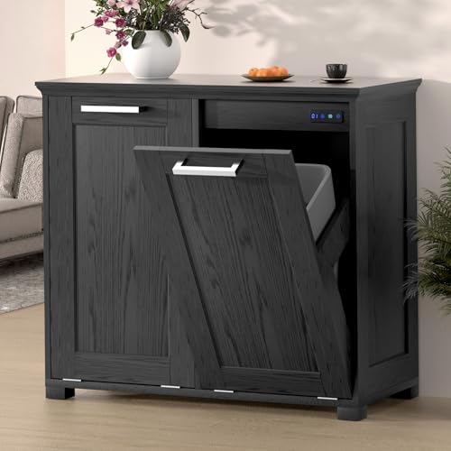 White 10-Gallon Wooden Tilt Out Trash Cabinet X5247
