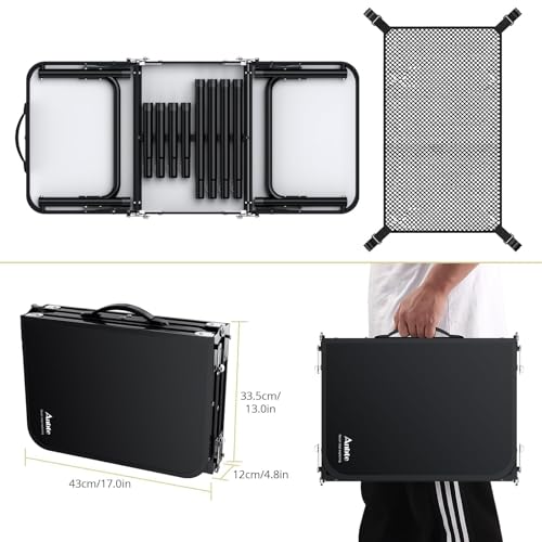 3ft Adjustable Height Aluminum Folding Camping Table with Storage Net E51705