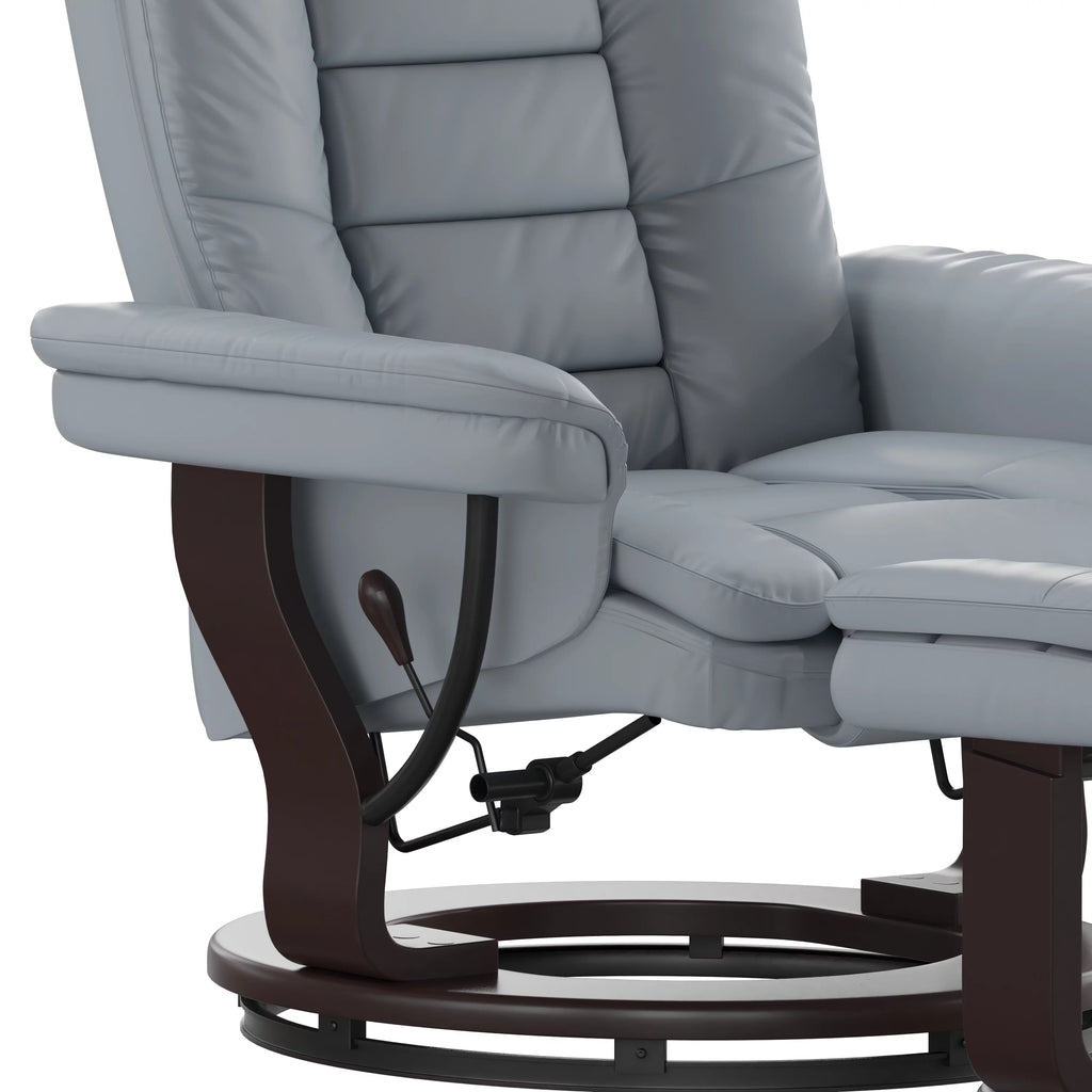 Gray Faux Leather Recliner with Ottoman K86590