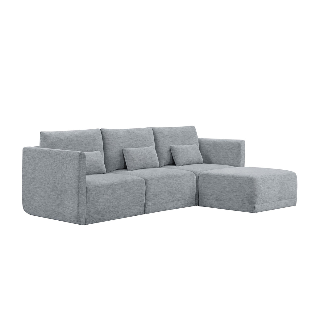 Gray Fabric Modular Sectional Sofa with Ottoman S357458