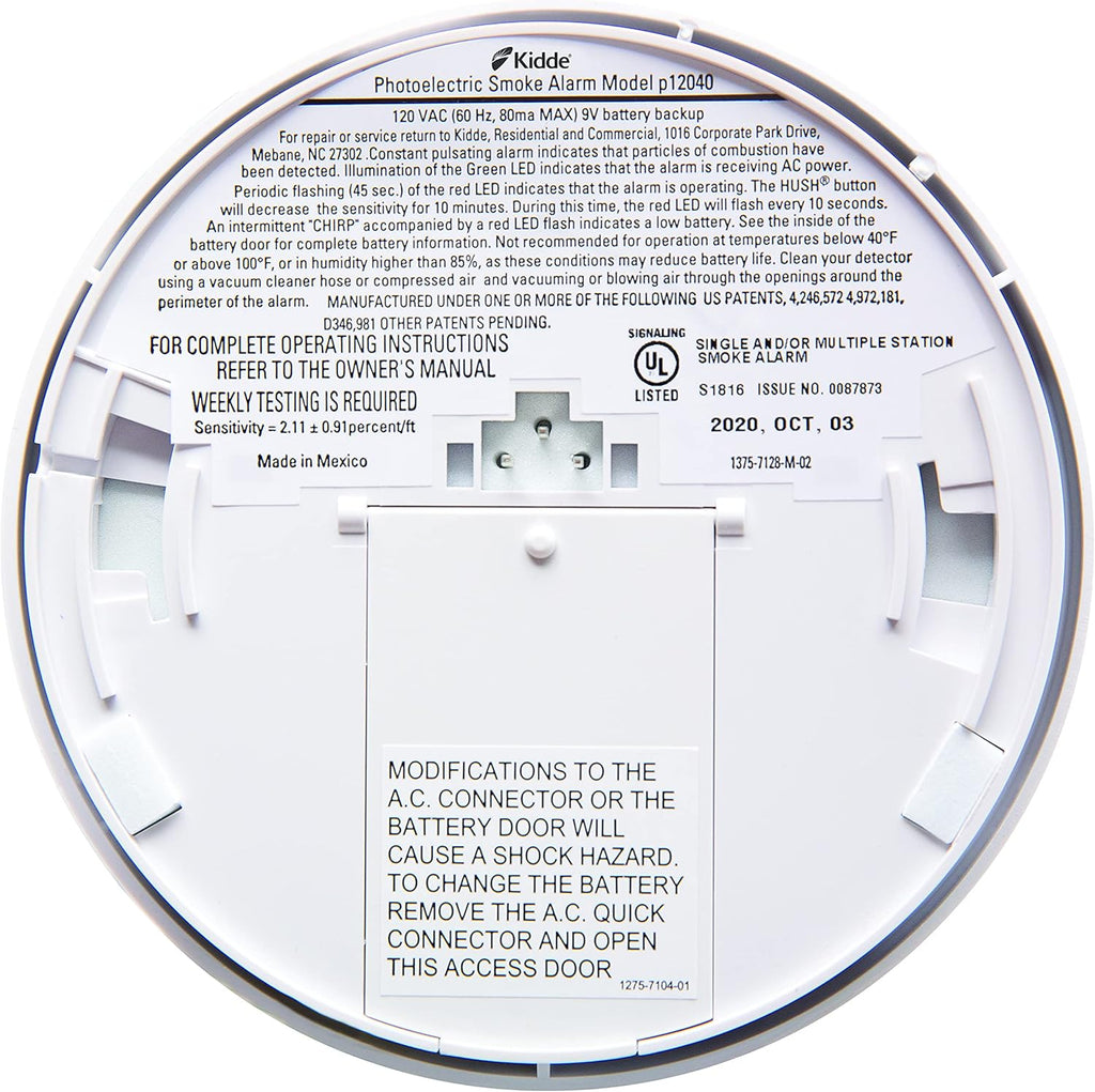 Hardwired Smoke Detector with 9-Volt Battery Backup F478