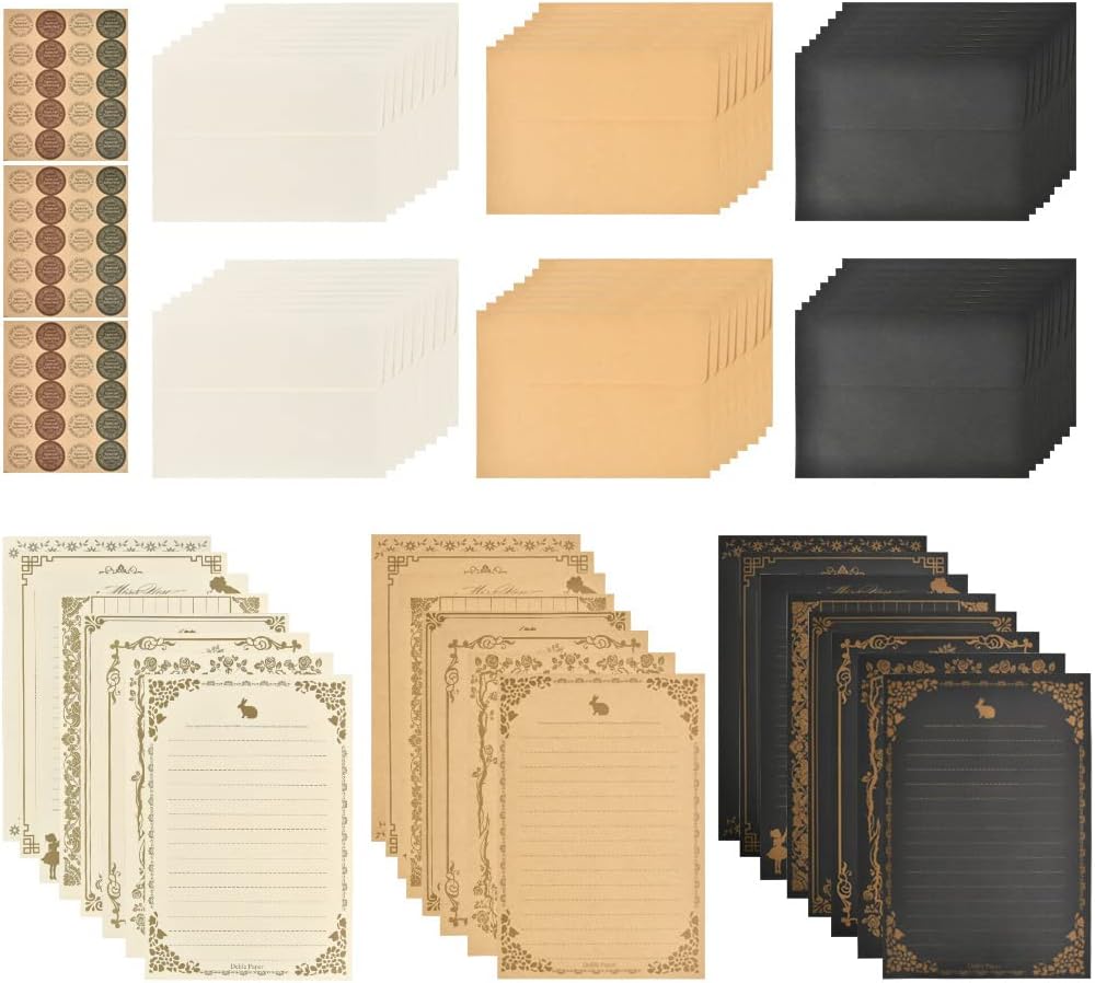 96 Sheets Vintage Stationary Paper and Envelopes Set W558273