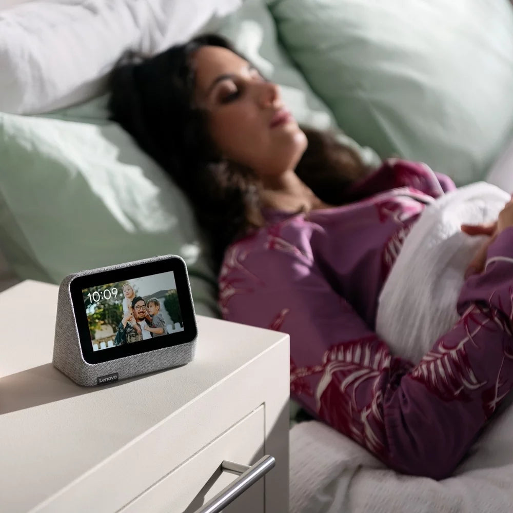 Heather Grey Smart Clock with Wireless Charging Dock P76808