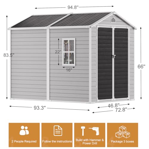Gray 5x3 FT Waterproof Plastic Storage Shed with Floor A3716