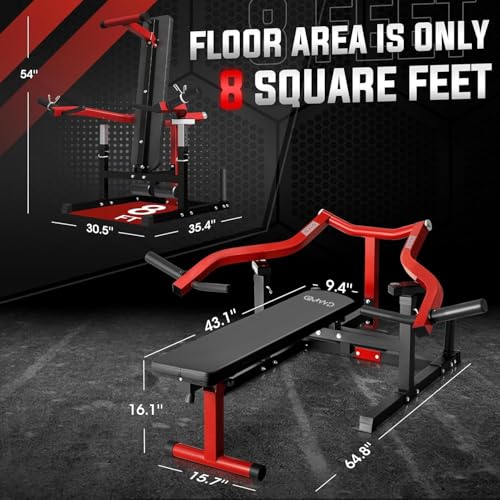 Chest Press Machine with Independent Converging Arms, Adjustable Flat Incline Bench A282711