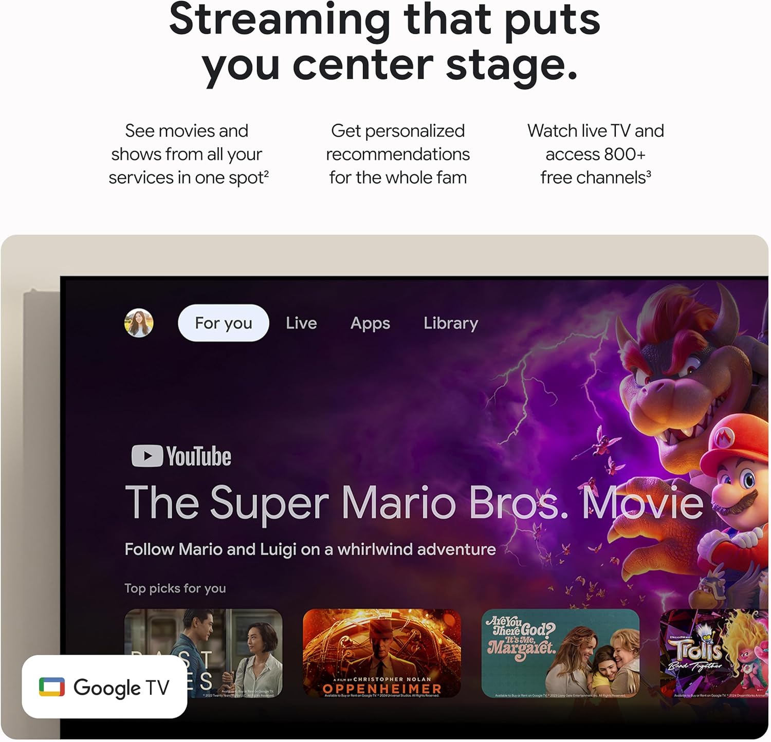 Porcelain 4K Google TV Streamer with Voice Search Remote Y274