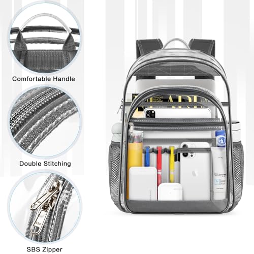 Gray Clear Backpack with Reinforced Bottom F2935