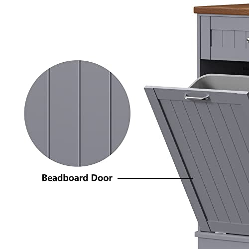 Black Double Tilt Out Trash Cabinet 20 Gallon with Solid Wood Tabletop H99749