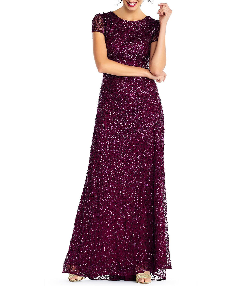 Blush Scoop Back Sequin Gown U258594