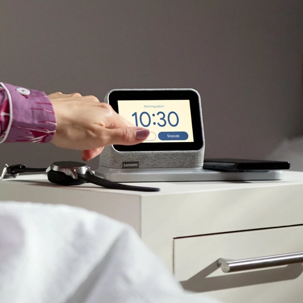 Heather Grey Smart Clock with Wireless Charging Dock P76808