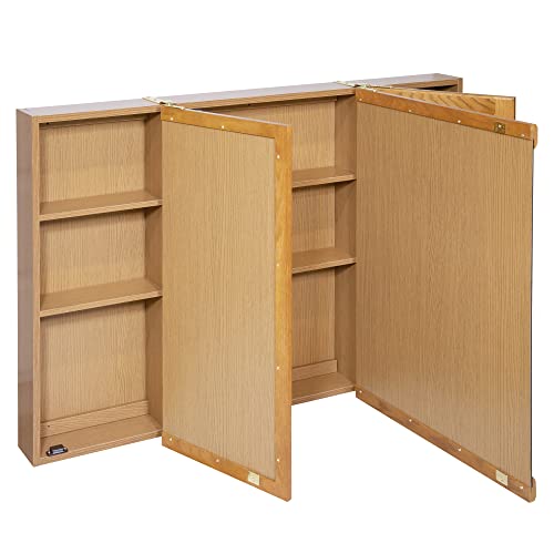 Nutmeg Oak Assembled Frame Bathroom Wall Cabinet with Mirrored Doors, 36" Q27114