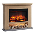 Cream White Electric Fireplace with Mantel Surround L59042