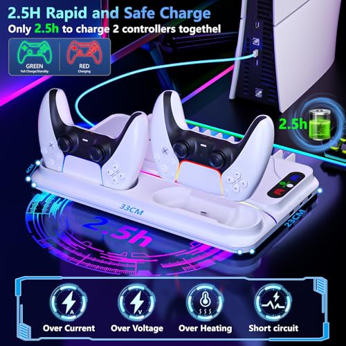 PS5 Stand with Dual Controller Charger and 3 Level Fan L4995