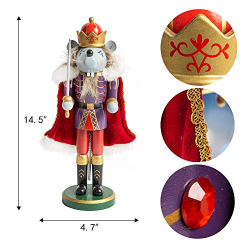 3 Set Christmas Nutcrackers Figures, 7 Inch Handmade Wooden Nutcracker Decorations A535650