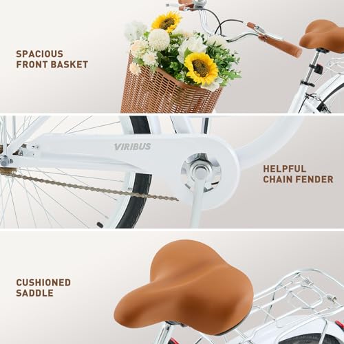 24 26 inch 1 Speed Step Through Cruiser Bike with Basket P59753