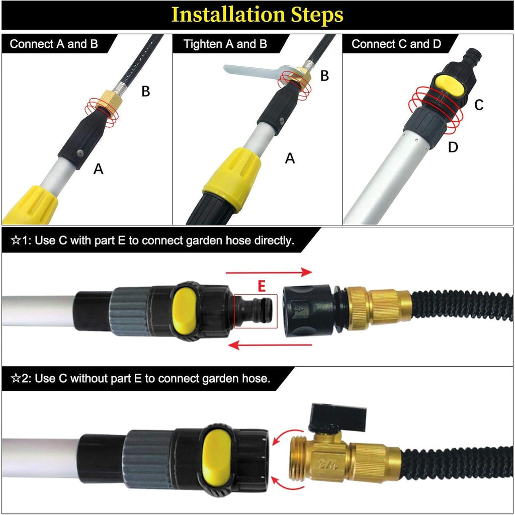 12FT Telescoping Gutter Cleaning Wand Kit Pack of 2 T5237
