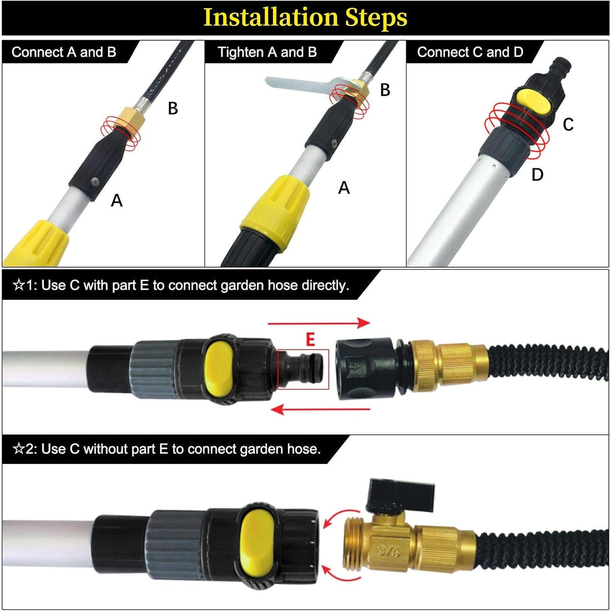 12FT Telescoping Gutter Cleaning Wand Kit Pack of 2 T5237
