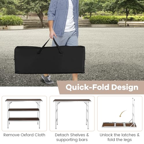 Brown Portable Bar Table with Carrying Bag X646