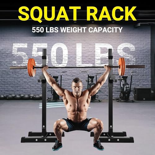 Black Adjustable Squat Rack Stand Set of 2 Z98468