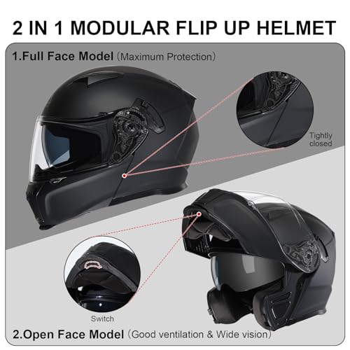 Modular Motorcycle Helmet Flip Up Full Face Dual Visor X738