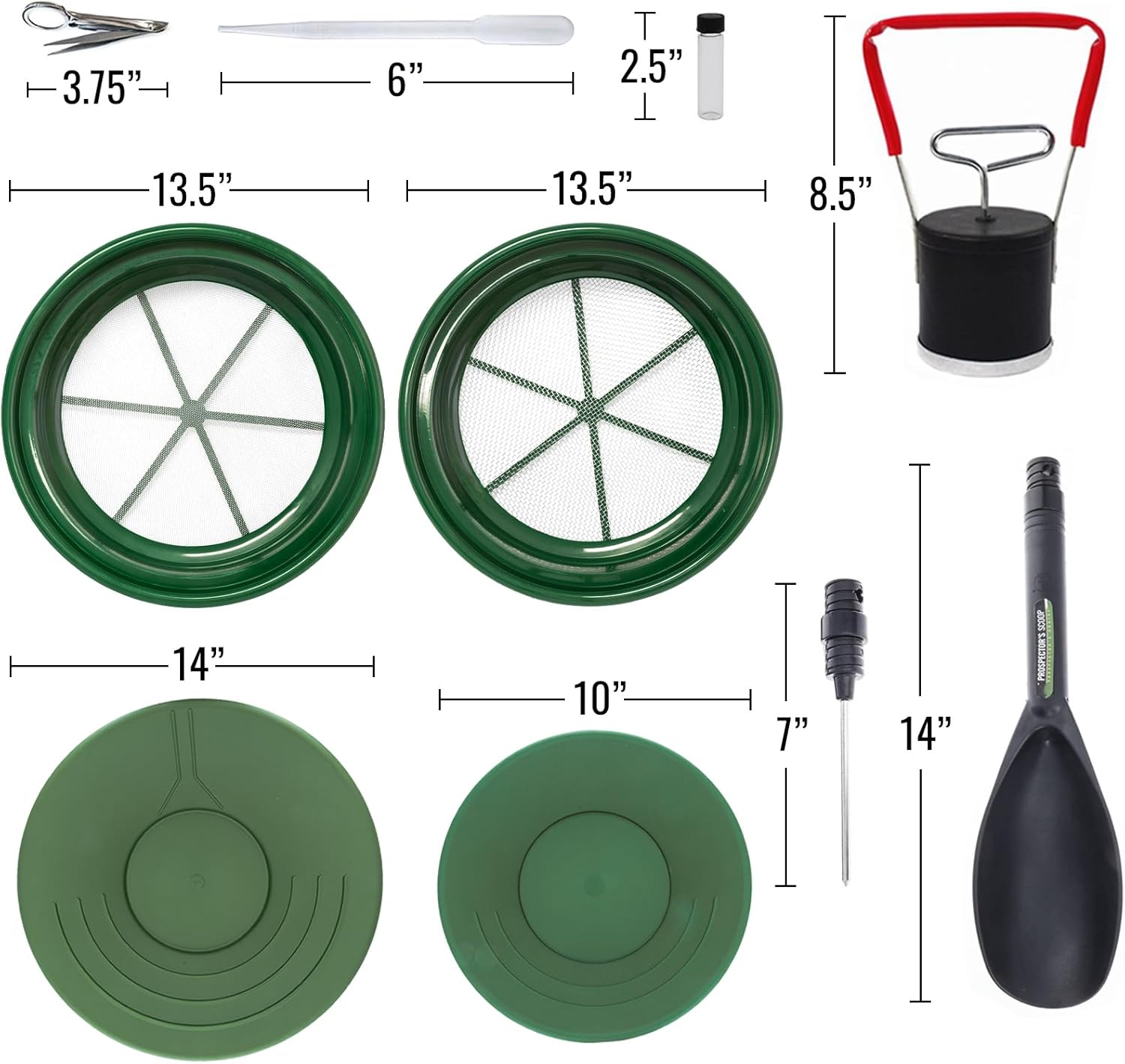 15pc Aluminum Sluice Box Gold Panning Classifier Set Z37650