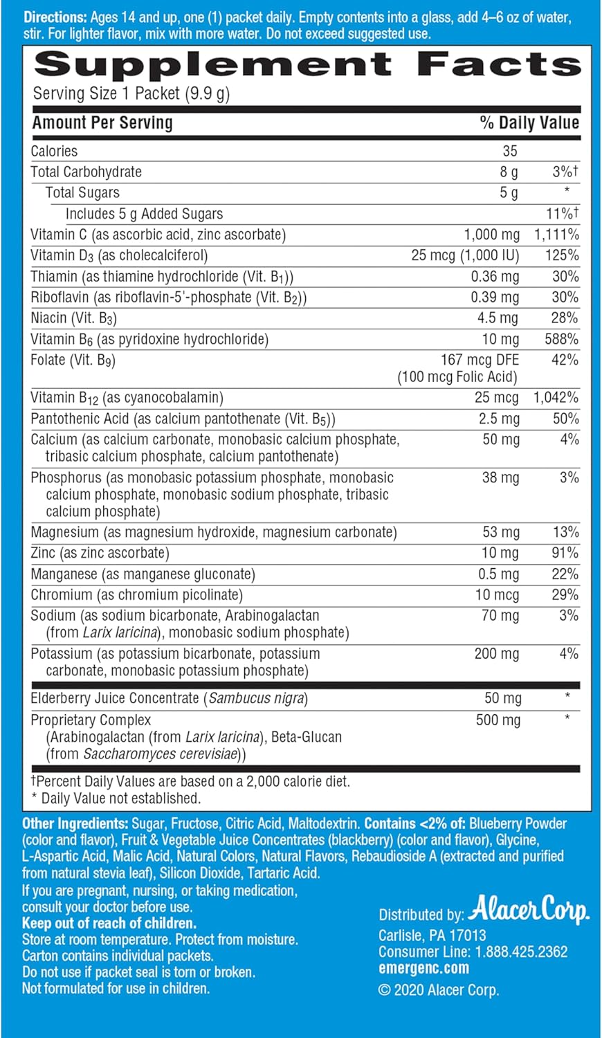 18 Count Vitamin C 1000mg Dietary Supplement Powder Packets C5187