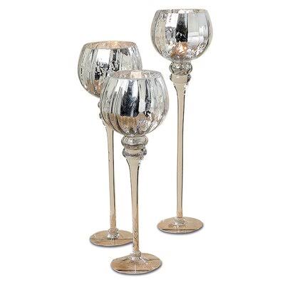 Silver Frosty Glossy Glass Hurricane Candle Holders A946