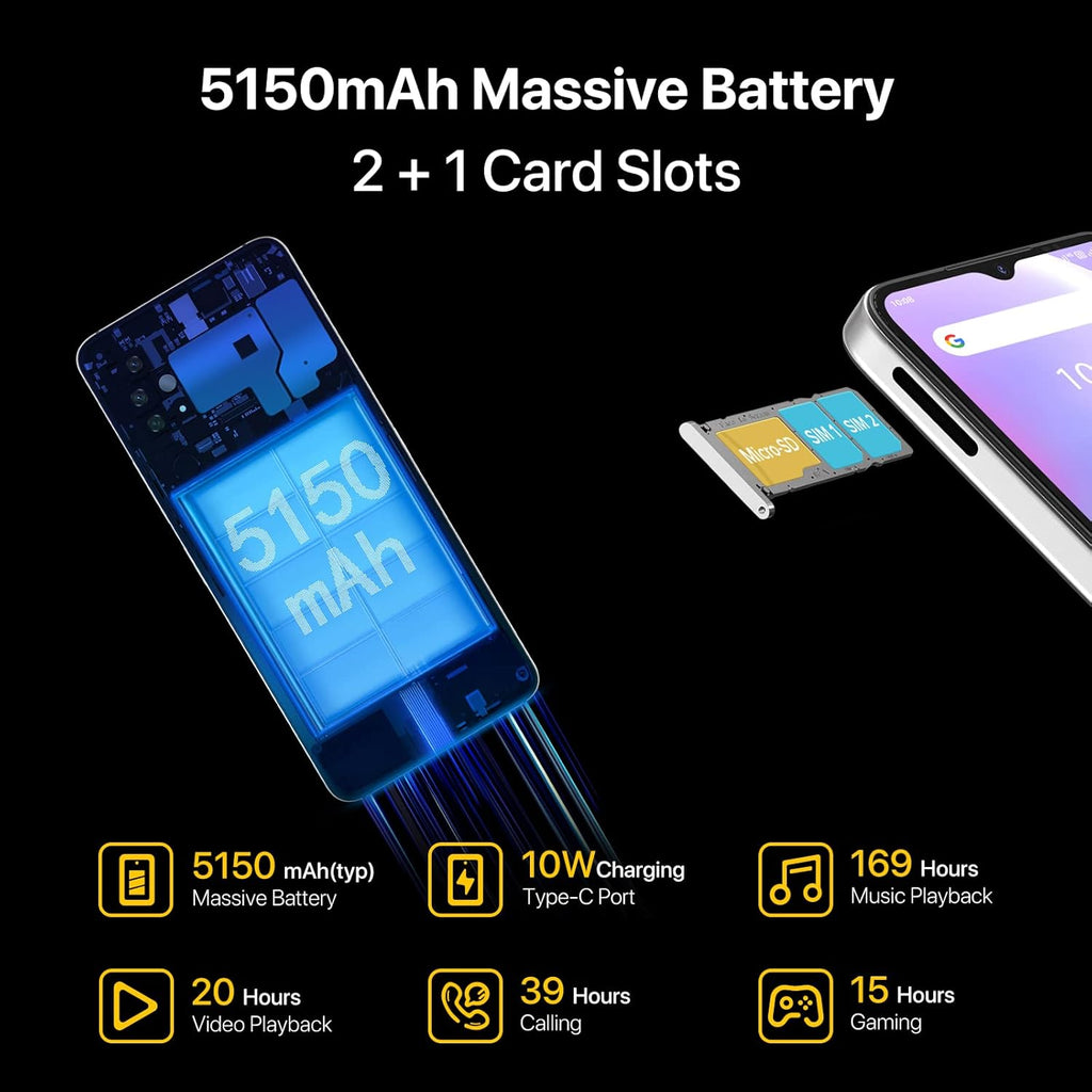 Unlocked Cell Phone, 4GB+128GB Expandable 256GB, 6.8 Inch FHD Touch Screen, 5150mAh Battery, Dual SIM 4G F130696