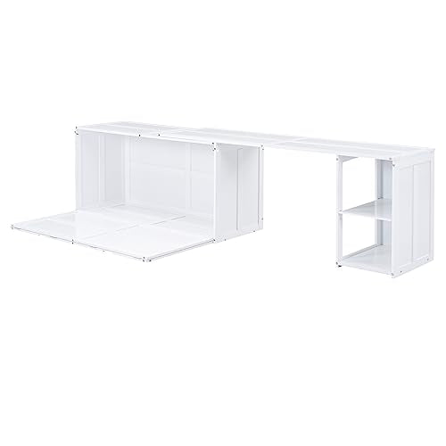 Gray Queen Wood Murphy Bed with Storage Drawer U347902