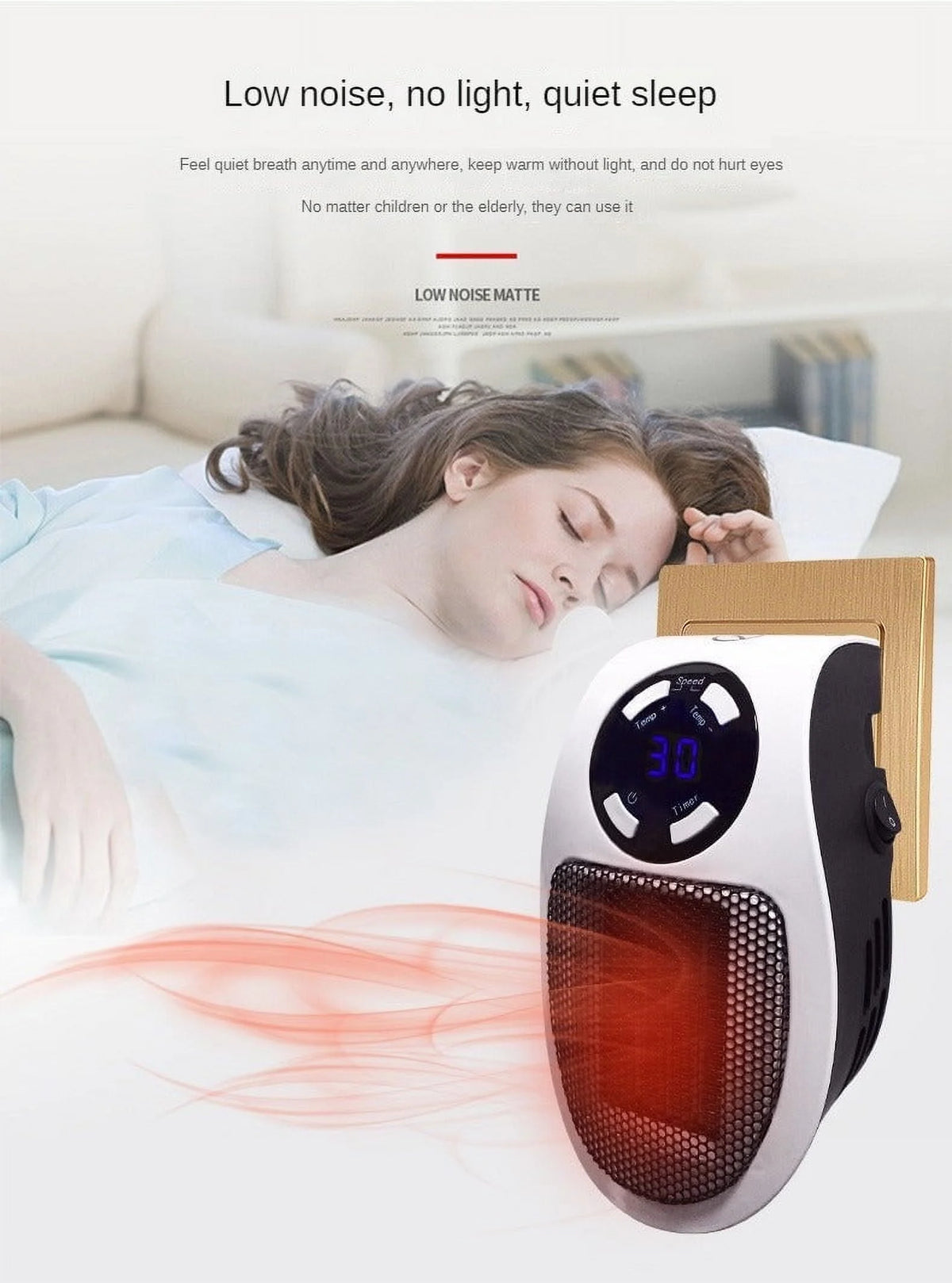 500W Mini Plug-in Wall Heater With Digital Timer T8525