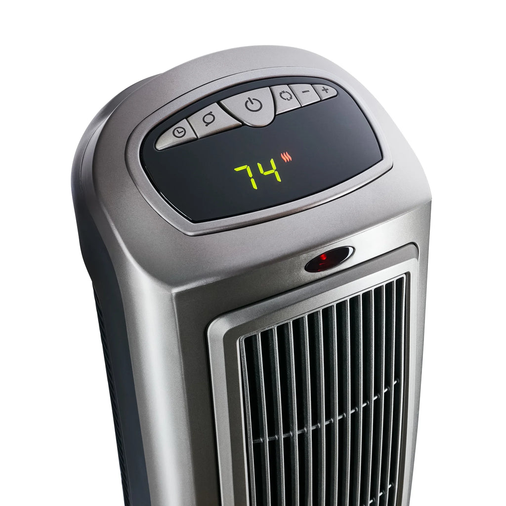23" 1500W Oscillating Ceramic Space Heater with Timer, Remote, Silver I643