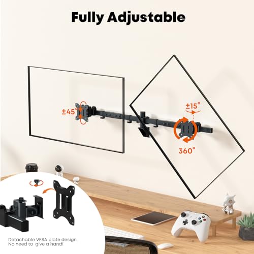 Black Dual Monitor Wall Mount, VESA 75x75/100x100mm V6612