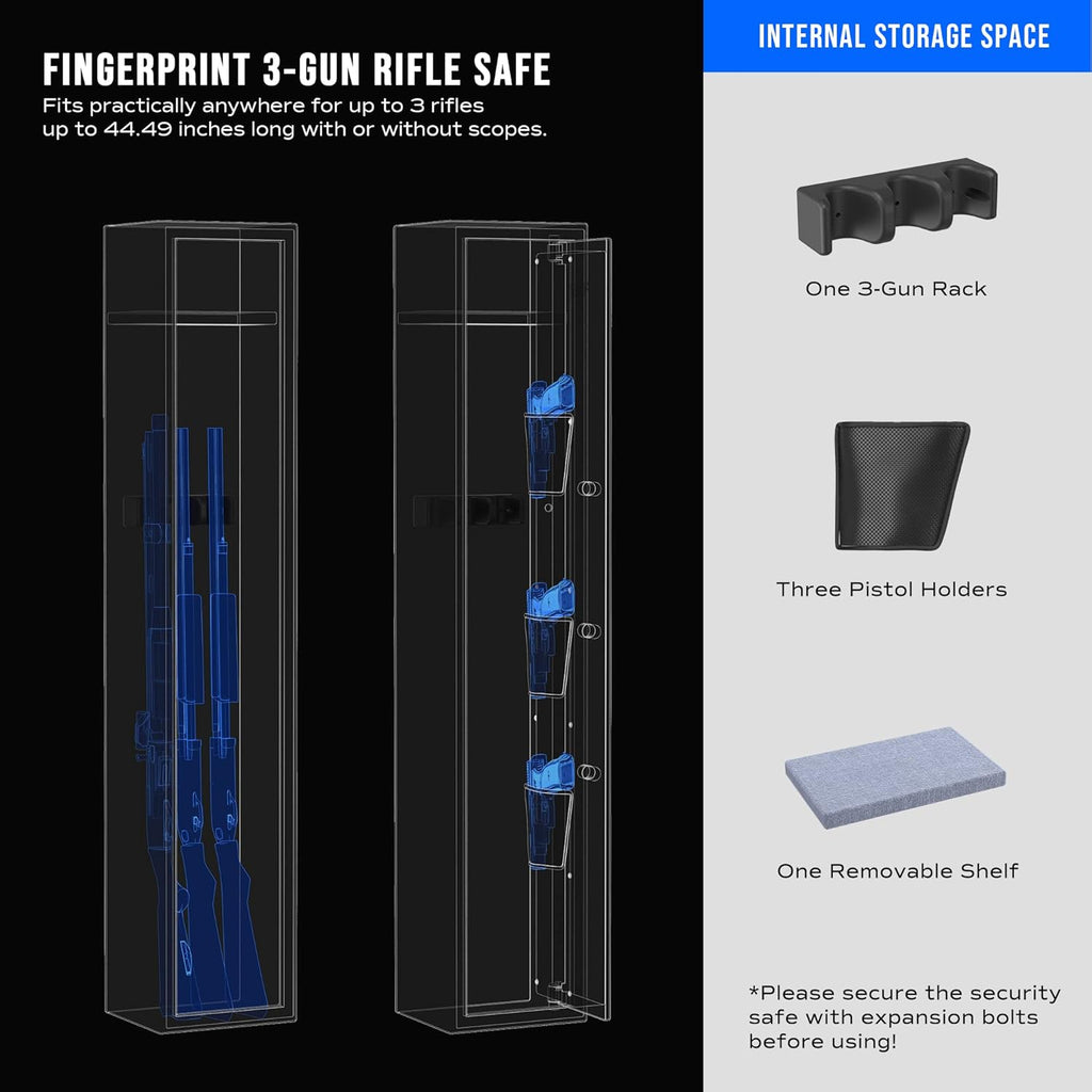 Large Biometric Rifle Safe with Removable Shelf K500819