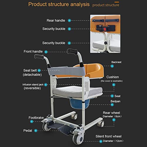 Basic Brown Patient Lift with 180° Split Seat and Commode Bucket L1067