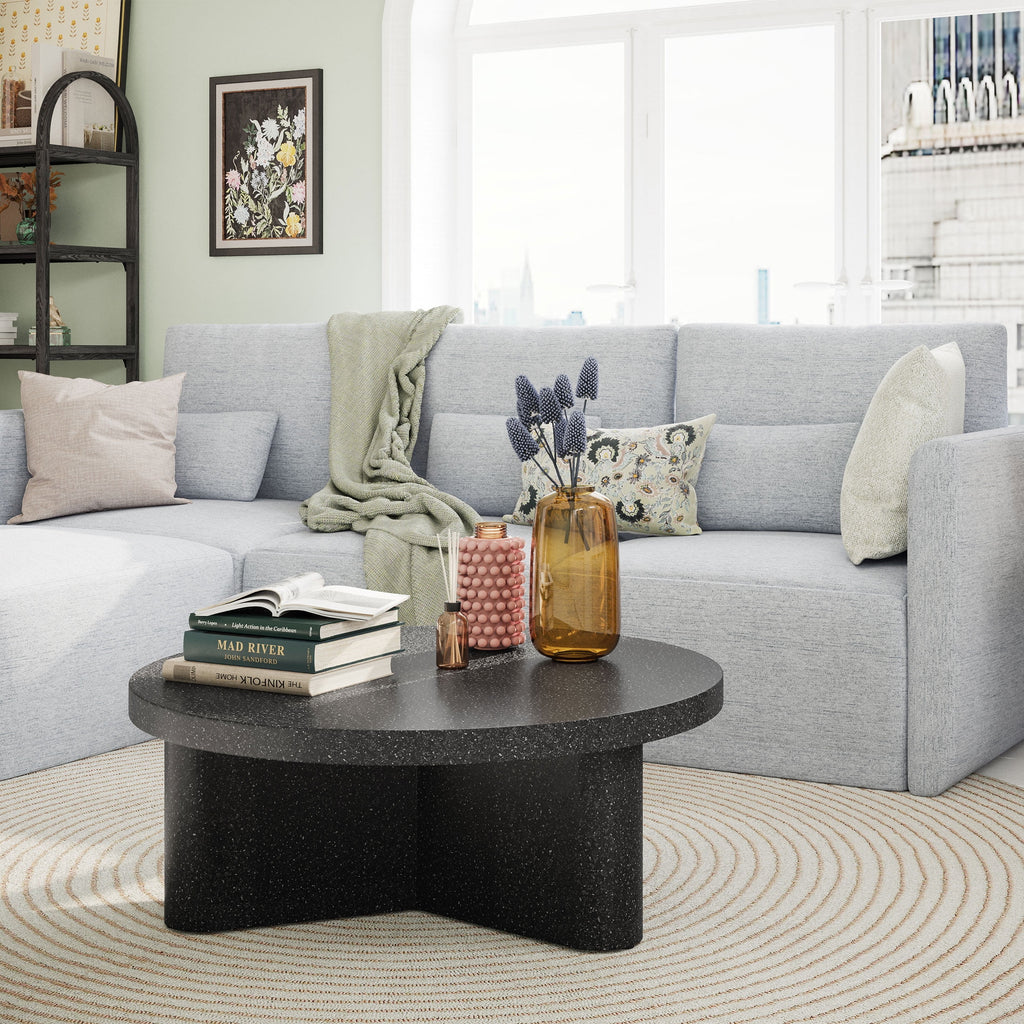 Gray Fabric Modular Sectional Sofa with Ottoman S357458