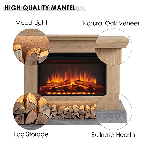 Cream White Electric Fireplace with Mantel Surround L59042