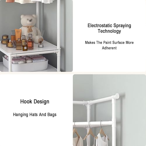 Gray 3-tiers Corner Coat Rack with Storage C52969