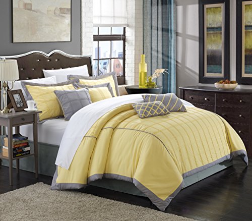 8 Piece Queen Yellow Comforter Set Q625
