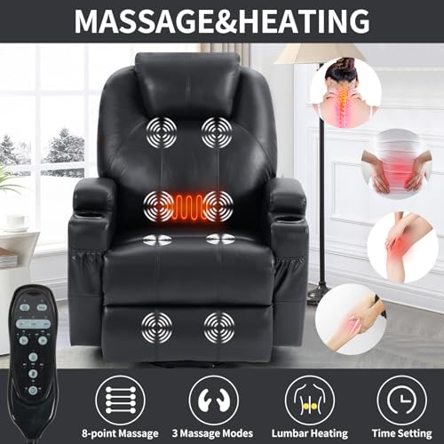 Black PU Leather Power Lift Recliner Chair with Heat O354