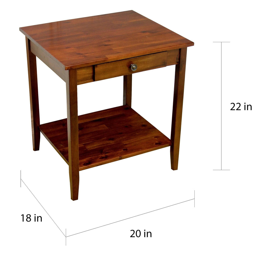 Solid Acacia 1-Drawer End Table - Mahogany X361