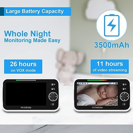 5'' Screen Video Baby Monitor with 30-Hour Battery and Night Vision L166304