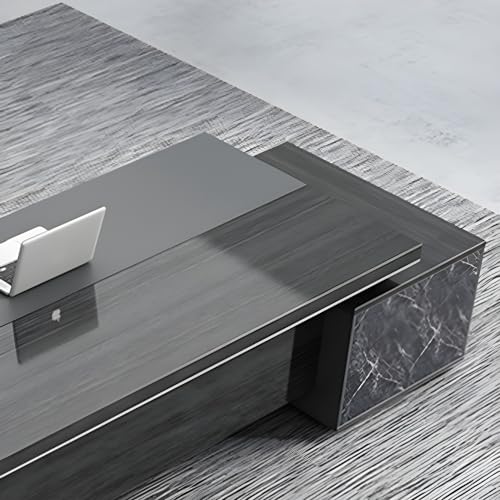 Black L-Shaped Executive Desk with Drawers 79" L x 63" W x 29.5" H Right Hand Return R396637