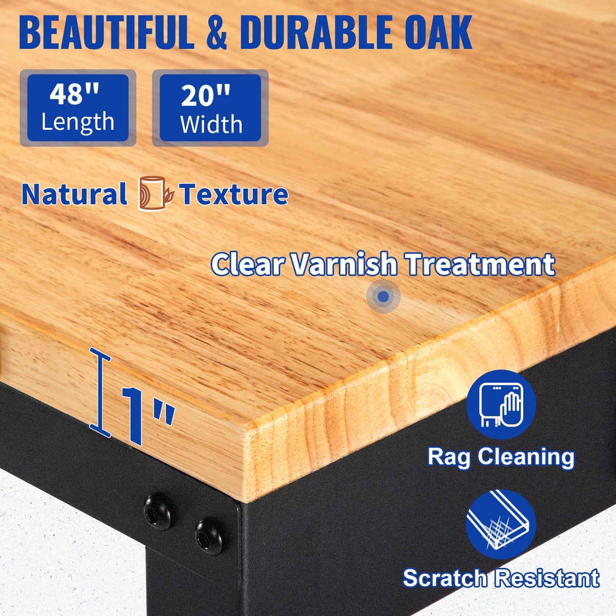 Adjustable Height Workbench with Power Outlets and Hardwood Top F128
